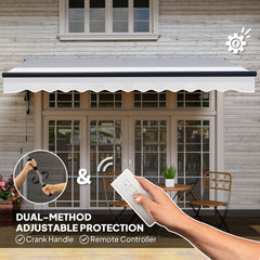 Outsunny 3.5 x 3(m) Electric Awning with Remote Controller, Aluminium Frame DIY Retractable Awning, UV30+ Sun Shade Canopy for Garden Patio Deck Door Window, Light Grey