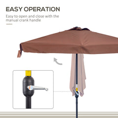 Outsunny 2.3m Half-Square Parasol, for Balconies and Walls - Brown