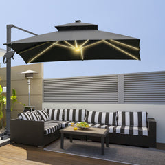 Outsunny 3 x 3(m) Aluminum Sun Square Canopy Top w/ Adjustable Pole Angle Dark Grey