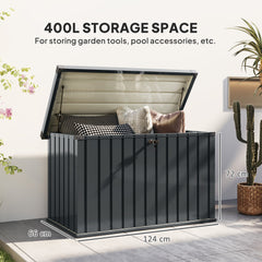 Outsunny 400L Galvanised Steel Garden Storage Box