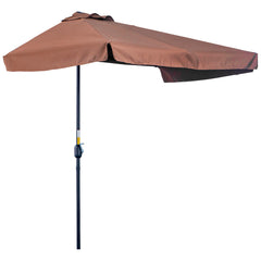 Outsunny 2.3m Half-Square Parasol, for Balconies and Walls - Brown