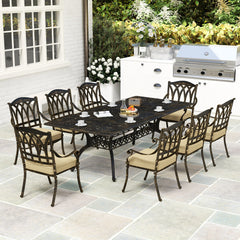 Outsunny Nine-Piece Cast Aluminium Garden Dining Set - Bronze Tone