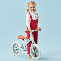 HOMCOM 12" Kids Balance Bike No Pedal Bicycle EVA Tire Adjustable Seat Toddler Training Bike W/ Shock Absorber 2 - 5 Years Gift for Boys Girls Blue