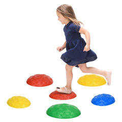 ZONEKIZ Six-Piece Kids Stepping Stones, with Non-Slip Mats, Balance River Stones