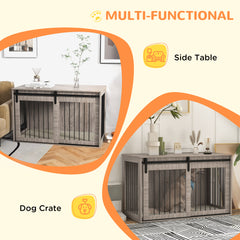 PawHut 118cm Dog Crate Furniture with Removable Cushion for Extra Large Dogs - Walnut Brown