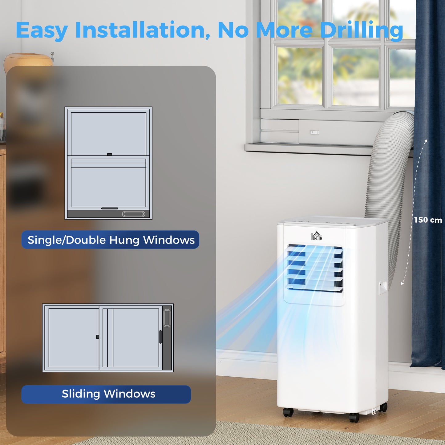 HOMCOM 5000 BTU Portable Air Conditioner, 4-in-1 Air Conditioning Unit, Dehumidifier, Cooling, Fan, Sleep Mode, with Remote Control, 2 Speeds, 24H Timer, Window Venting Kit, 12m√Ç¬≤