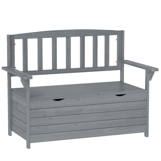 Outsunny Two-Seater Garden Storage Bench - Grey