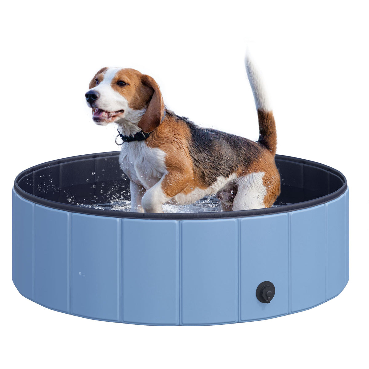 PawHut Foldable Dog Paddling Pool Pet Cat Swimming Pool Indoor/Outdoor Collapsible Summer Bathing Tub Shower Tub Puppy Washer (100 x 30H cm, Blue)