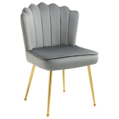 HOMCOM Velvet-Feel Shell Accent Chair - Grey