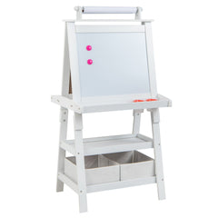 Children's Double-Sided Art Easel with Paper Roll-White