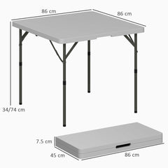 Outsunny 3ft Folding Camping Table, Heavy Duty Picnic Table with 2 Adjustable Height for Indoor Outdoor Garden, Party, BBQ, Dark Grey