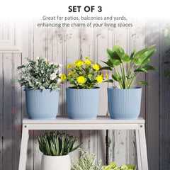 Outsunny Set of Three √ê¬§22cm Planters - Blue