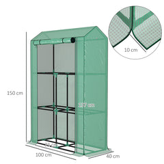 Outsunny 40 x 100cm Three Shelf Steel Frame Greenhouse - Green