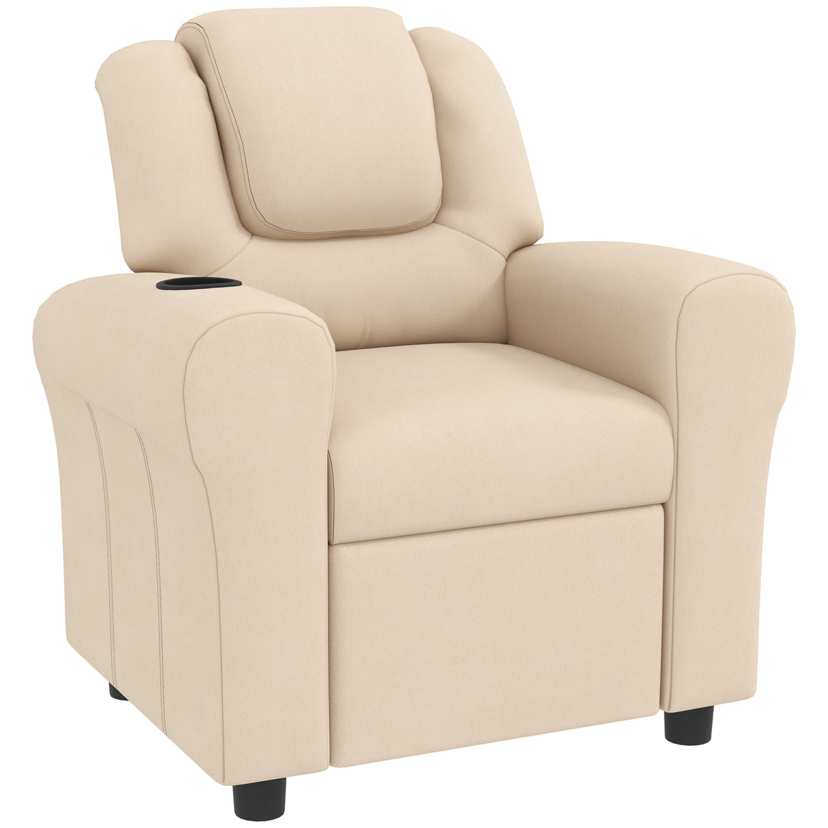 HOMCOM Kids Recliner Chair, PU Leather with Adjustable Backrest, Footrest, Padded Headrest, Beige