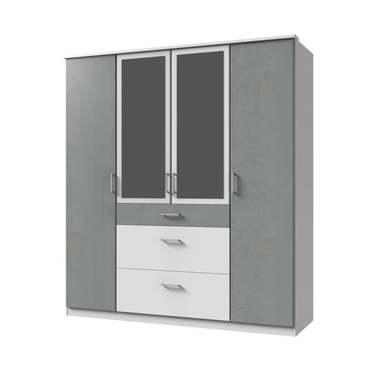 Wardrobe COMODO 4 Door Wardrobe White and Grey 180cm