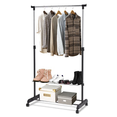 92cm-168cm Clothes Rack with Shoe Rack and Clothes Rail