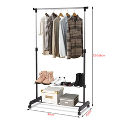 92cm-168cm Clothes Rack with Shoe Rack and Clothes Rail