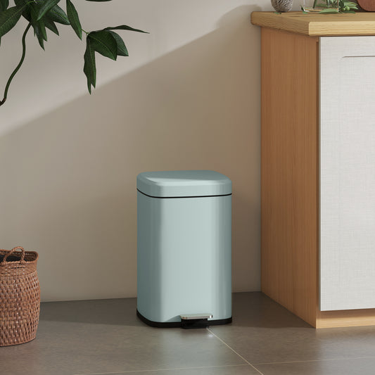 HOMCOM 20L Modern Boxy Metal Home Kitchen Bin - Light Green