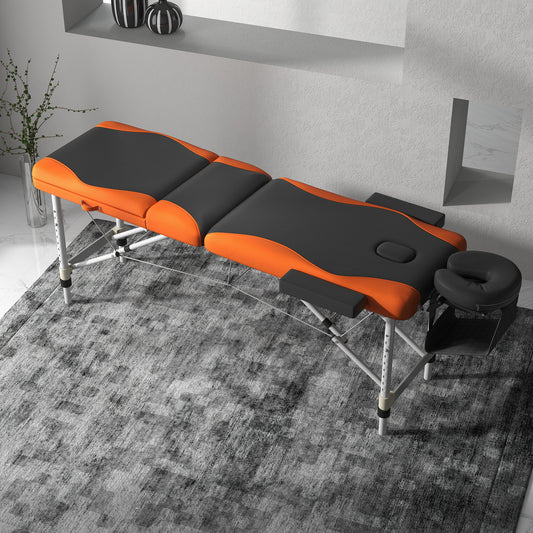 HOMCOM Foldable Massage Table Professional Salon SPA Facial Couch Bed Black and Orange