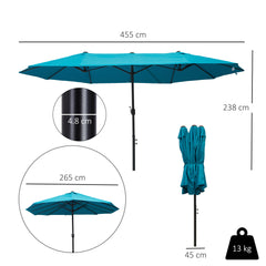 Outsunny 4.6m Canopy Parasol - Blue