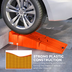 DURHAND 2 Pieces Car Ramps Heavy Duty 5 Ton Motorhome Levelling Ramps, Plastic Garage Workshop Car Lift, Portable Automotive Vehicle Campervan Car Ramp, Orange