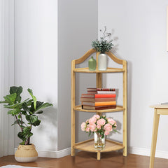 Stand Corner Shelf with 3 Open Compartments