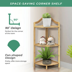 Stand Corner Shelf with 3 Open Compartments