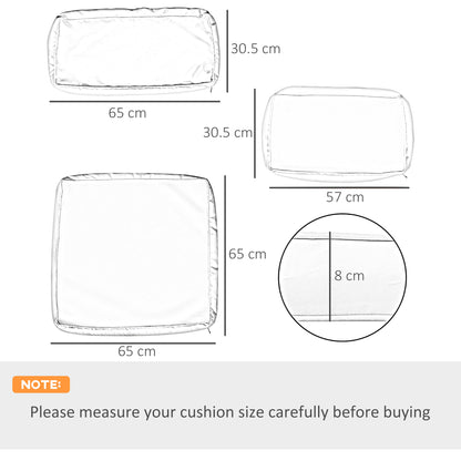 أغطية وسائد بديلة من Outsunny لمجموعة أريكة الحديقة، غطاء وسادة أريكة حديقة من الخيزران، غطاء بوليستر بديل للاستخدام الخارجي - بدون وسادة، كريمي