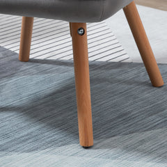 كرسي HOMCOM Modern Accent Chair بذراعين مبطن ومبطن بجناحين ومبطن بلمسة مخملية مع أرجل خشبية، مجموعة من قطعتين، باللون الرمادي