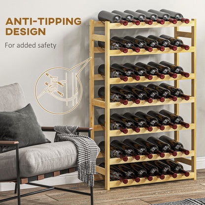HOMCOM 42-Bottle Wooden Wine Rack - Natural Finish