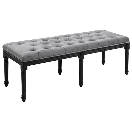 HOMCOM Fabric Bed End Bench Side Chaise Lounge Sofa Velvet Upholstered Tufted Accent Window Seat for Bedroom, Living Room, Hallway, Grey