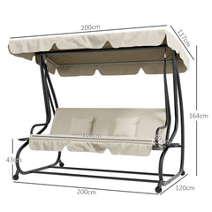 Outsunny Convertible Three-Seater Swing Chair Bed - Cream