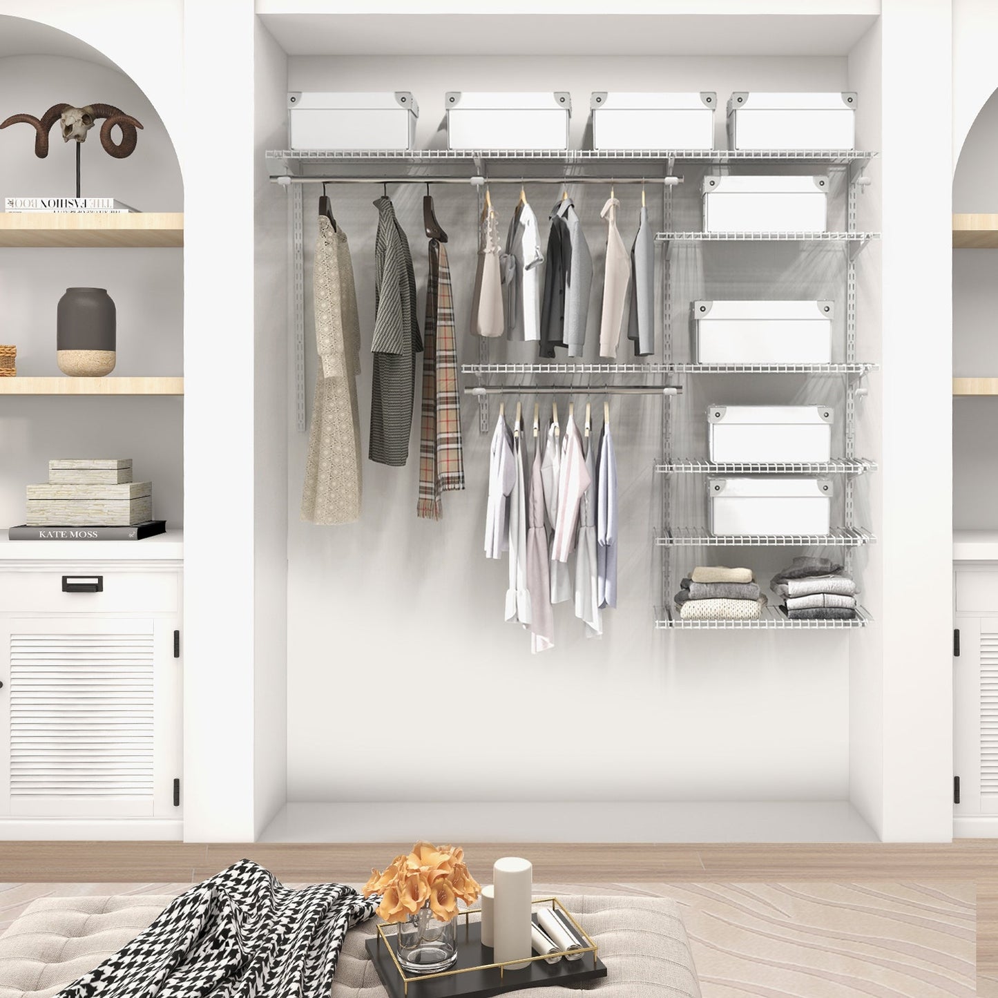 Custom Closet Organizer System Kit with Shelves-White