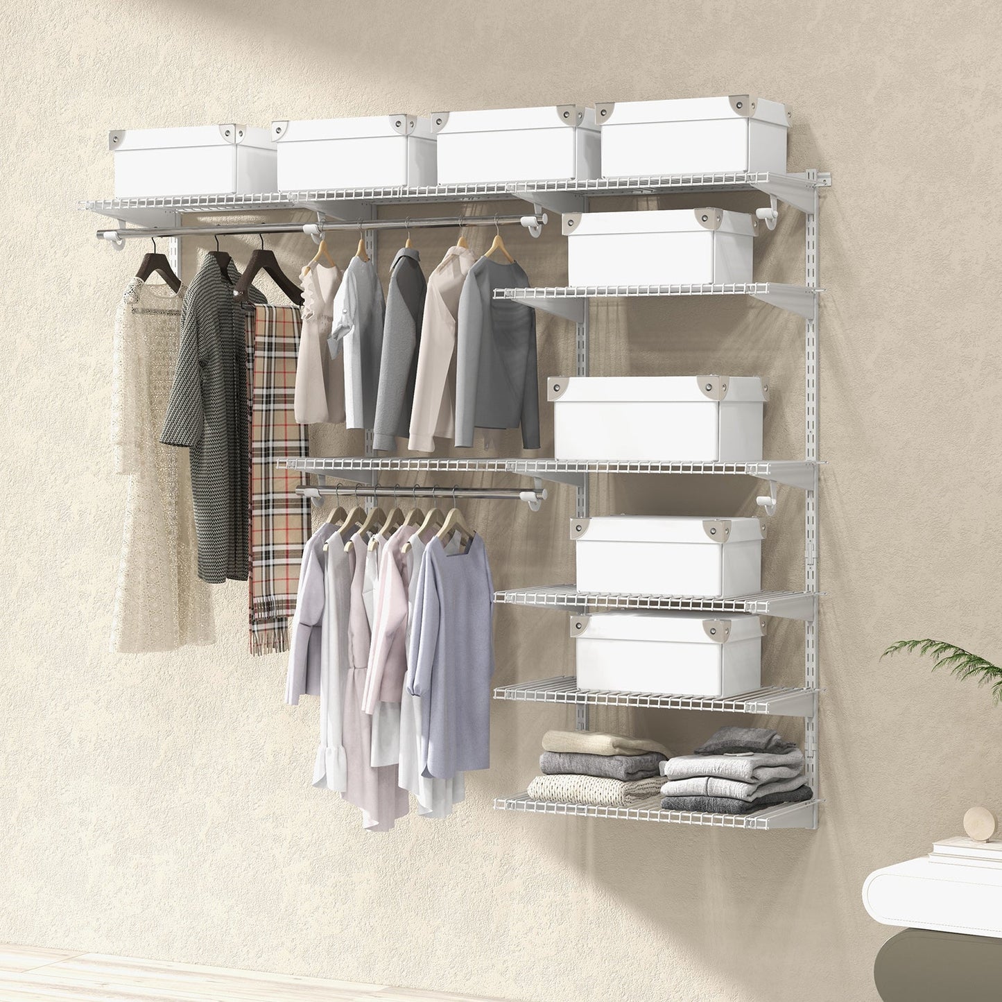 Custom Closet Organizer System Kit with Shelves-White