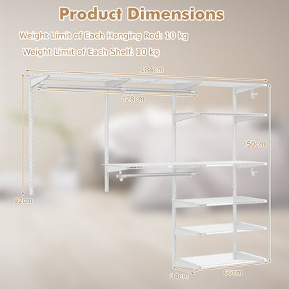 Custom Closet Organizer System Kit with Shelves-White