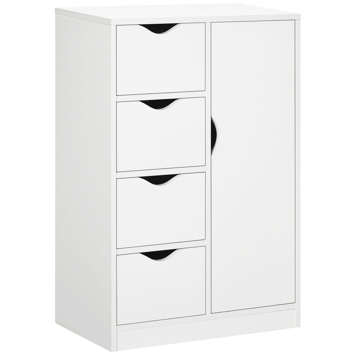 HOMCOM Bathroom Cabinet, Freestanding Storage Cabinet with 4 Drawers, Door Cupboard for Living Room, Kitchen, Bedroom, White