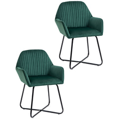 HOMCOM Velvet-Feel Plisse Back Accent Chair - Green