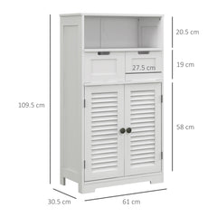 kleankin Three-Part Bathroom Storage Unit, with Shelf, Drawers & Cupboard - White