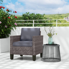 Outsunny Single Rattan Armchair, with Cushions - Mixed Grey