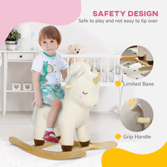 AIYAPLAY Rocking Horse with Unicorn Design, Sounds, for Ages 2-4 Years, White