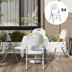 Outsunny Set of Four Foldable Outdoor Chairs - White