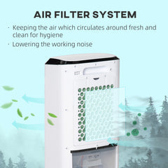 HOMCOM Portable Air Cooler, Evaporative Anion Ice Cooling Fan Water Conditioner Humidifier Unit with 10L Water Tank, 3 Modes, 3 Speed, Remote, Timer, Oscillating for Home Quiet Bedroom, White