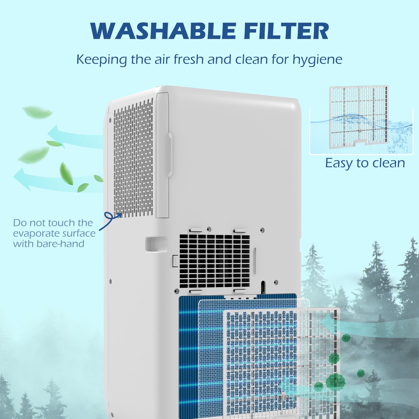 HOMCOM 7,000 BTU Mobile Air Conditioner for Room up to 26m√Ç¬≤, with Dehumidifier, 24H Timer, Wheels, Window Mount Kit
