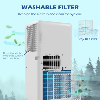 HOMCOM 7,000 BTU Mobile Air Conditioner for Room up to 26m√Ç¬≤, with Dehumidifier, 24H Timer, Wheels, Window Mount Kit
