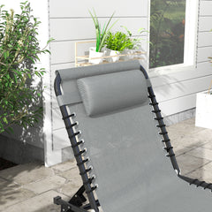 Outsunny Folding Sun Lounger, with Four-Position Back - Light Grey