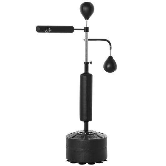 HOMCOM 4-in-1 Boxing Punching Bag, Freestanding with 2 Speed Bals, 360√Ç¬∞ Reflex Bar, 160-230cm Adjustable Height, Black
