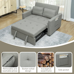 HOMCOM Velvet-Feel Two-Seater Sofa Bed - Light Grey