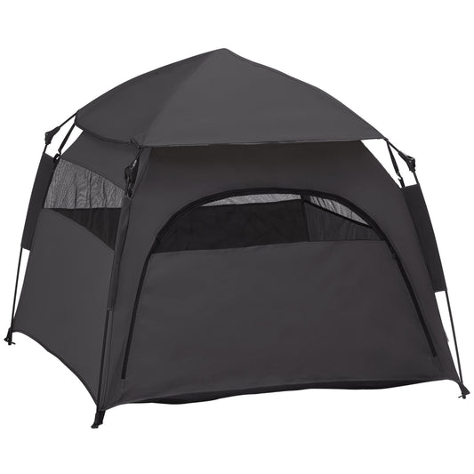 PawHut Foldable Dog Cat Tent with Water-Resistant Oxford, Carry Bag for Extra Large Dog, Charcoal Grey