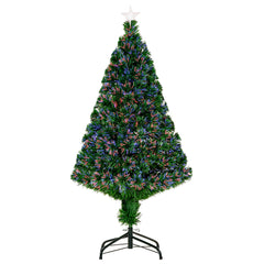 HOMCOM 4FT Pre-Lit Fibre Optic Artificial Christmas Tree Holiday Xmas D√É¬©cor with Tree Topper Multi-Colour