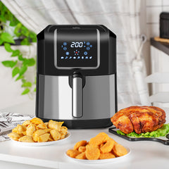 HOMCOM 6.5L Single Basket Air Fryer, 80-200√Ç¬∞C Temperature, Black and Grey